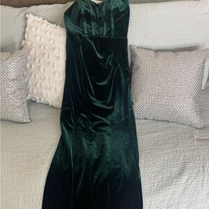 Elegant Green Velvet Dress, special occasion, formal, wedding, prom, elegant